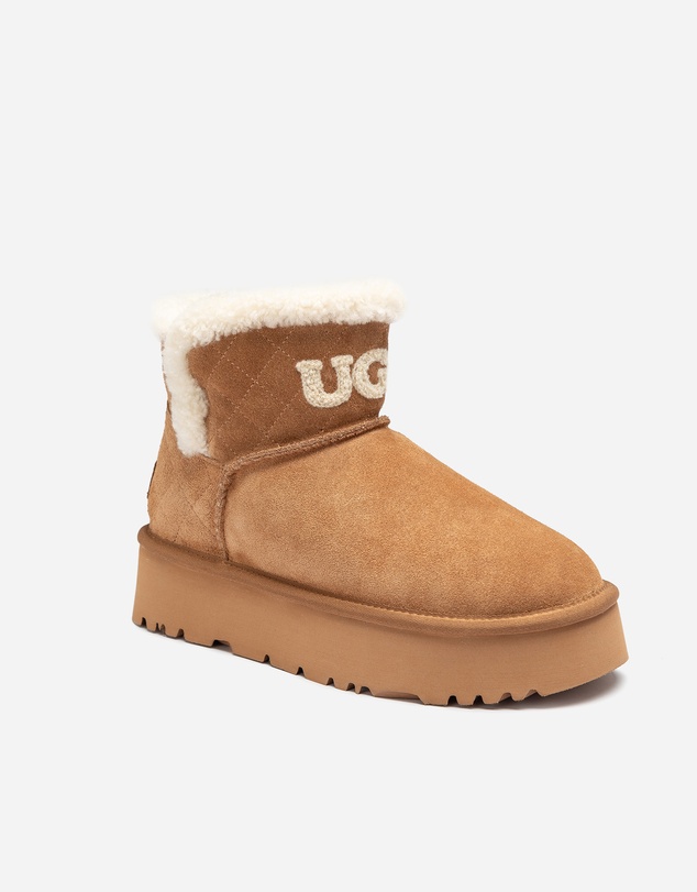 Ozwear Connection Uggs - Ugg Bondi Matelasse Platform Shearling Mini Boot