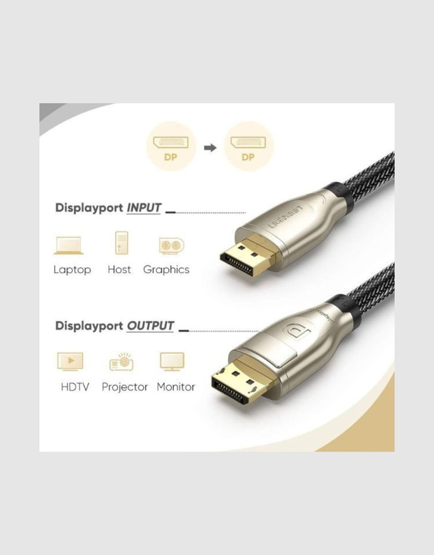 Ugreen - UGreen 8K DisplayPort 1.4 Male to Male Cable 3M Black