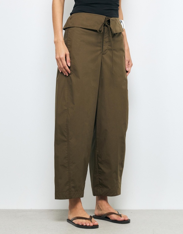 AERE - Nina Cotton Foldover Barrel Pants