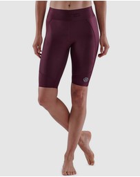 SKINS - SKINS Compression Series-3 Womens Half Tights Activewear Burgundy