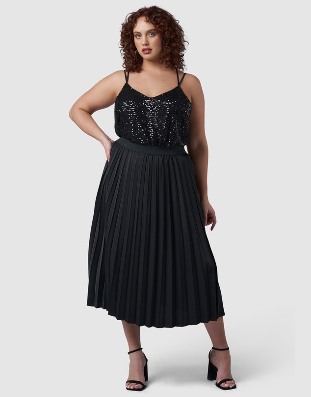Pink Dusk by Curve Project - My Best Pleated Satin Skirt