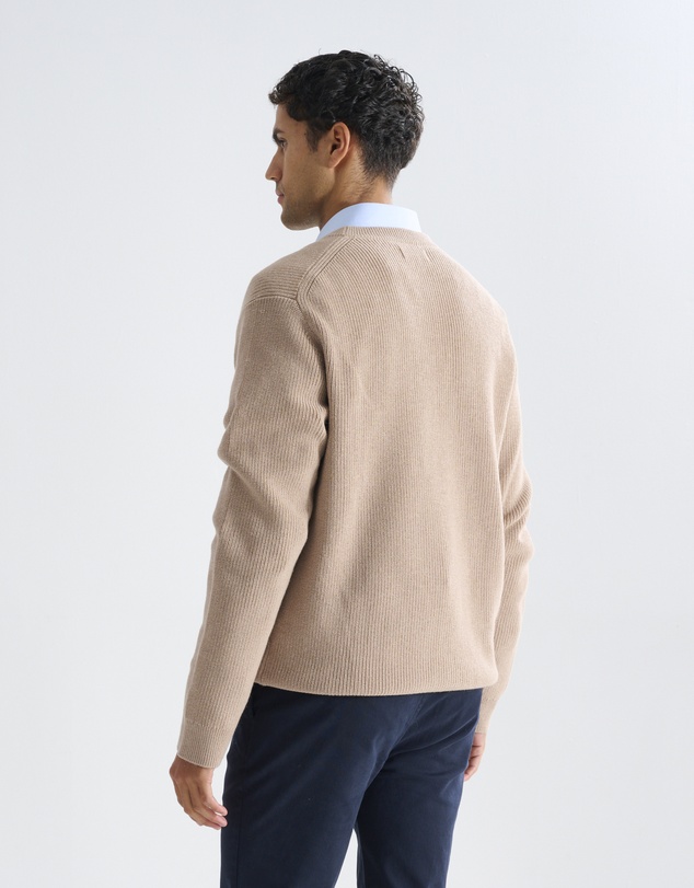 3 Wise Men - 3 Wise Men Drake Crew Neck Wool Blend Knit - Squirrel Brown