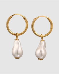 Elli Jewelry - Earrings Hoops Shell Pearl 925 Sterling Silver Gold-Plated