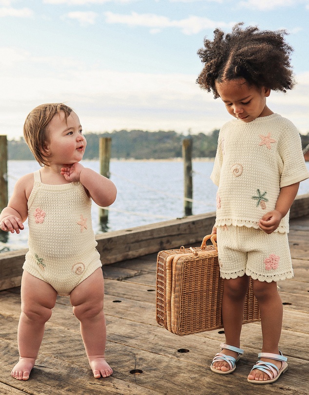 Kynd Baby - Crochet Romper in Coconut