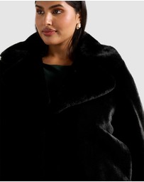 Forever New Curve - Anara Curve Panelled Faux Fur Coat