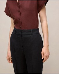 Trenery - Linen Pintucked Pant in Black
