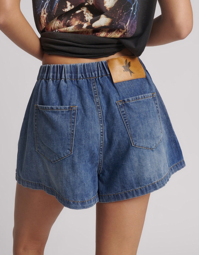 ONE TEASPOON - Funks High Waist Elasticated Flippy Denim Short - Blue Love