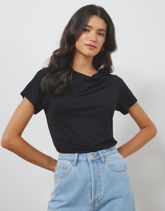 Atmos&Here - Drape Neck Bamboo Blend Top