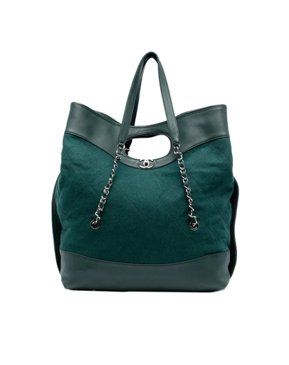 Pre-Loved by Azura Reborn - Pre-Loved Extra Large Stitched Wool and Calfskin 31 Shopping Bag