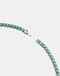 Swarovski - Matrix Tennis Necklace, Round Cut, Green, Ruthenium Plated