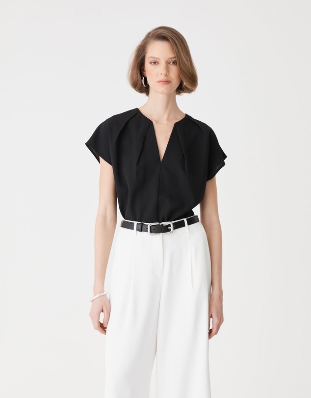 Forcast - Jane Pleated Neck Top