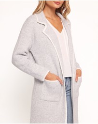 Petal & Pup - Katia Contrast Trim Coatigan - Light Grey