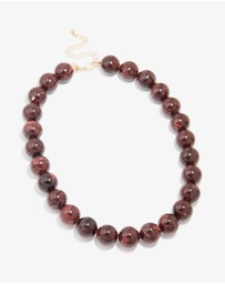 Lovisa - Gold Dark Red Marble Beaded Necklace