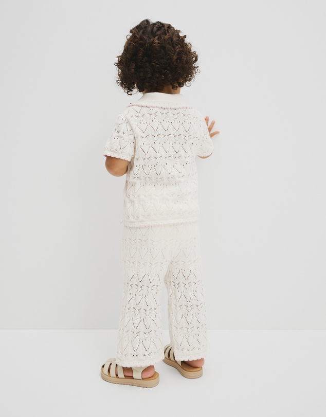 Country Road - Australian Cotton Short Sleeve Collar Knit Top