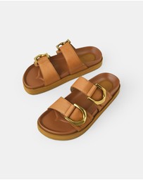 Walnut Melbourne - Mint Leather Slide