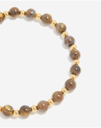 Lovisa - Waterproof Gold Plated Stainless Steel Tiger's Eye Semi Precious Stone Beaded Stretch Bracelet