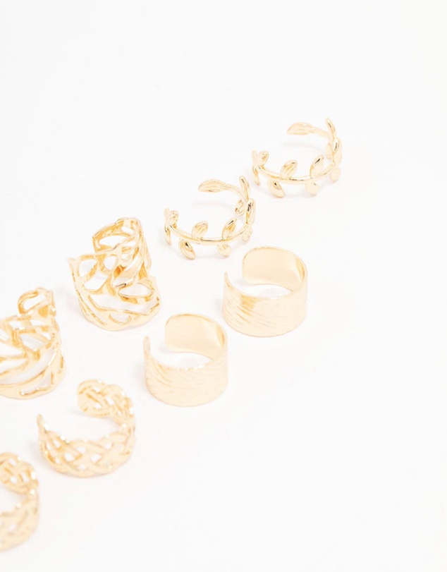 Lovisa - Gold Plated Surgical Steel Roman Leaf Ear Cuff 10-Pack
