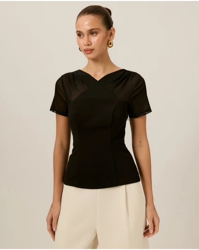 Tussah - Olivia V-Neck Crepe Top