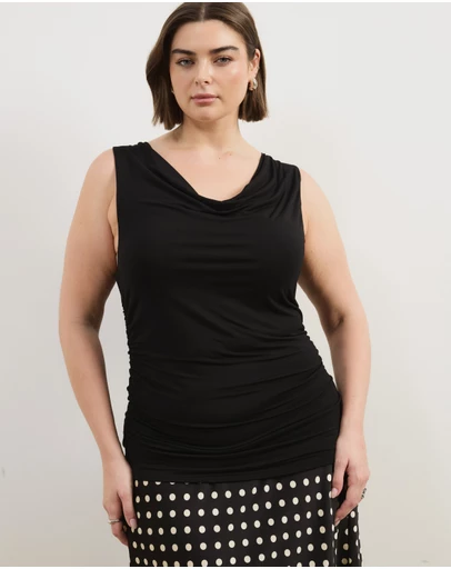 Atmos&Here Curvy - Jersey Cowl Neck Tank Top