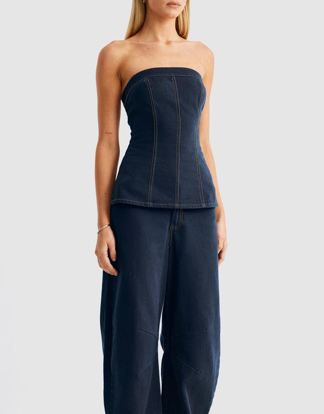 SNDYS - Lex Denim Corset Top