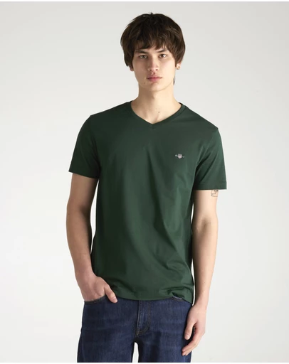 Gant - Slim Fit Shield V-Neck T-Shirt