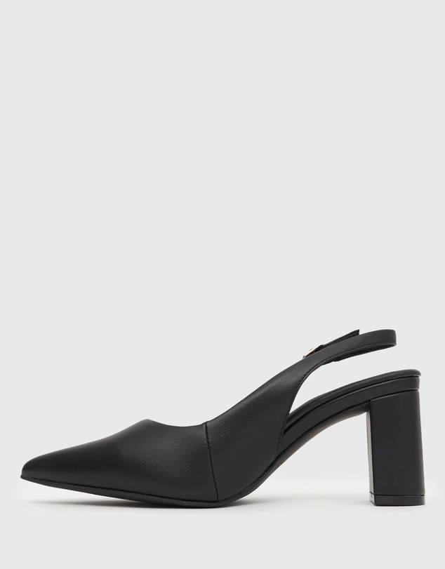 Betts - Flounce Block Heel Slingback Pumps