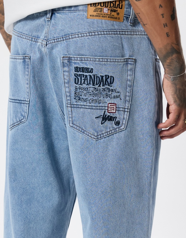 S Double - Embroidered Five Pocket Standard Jeans