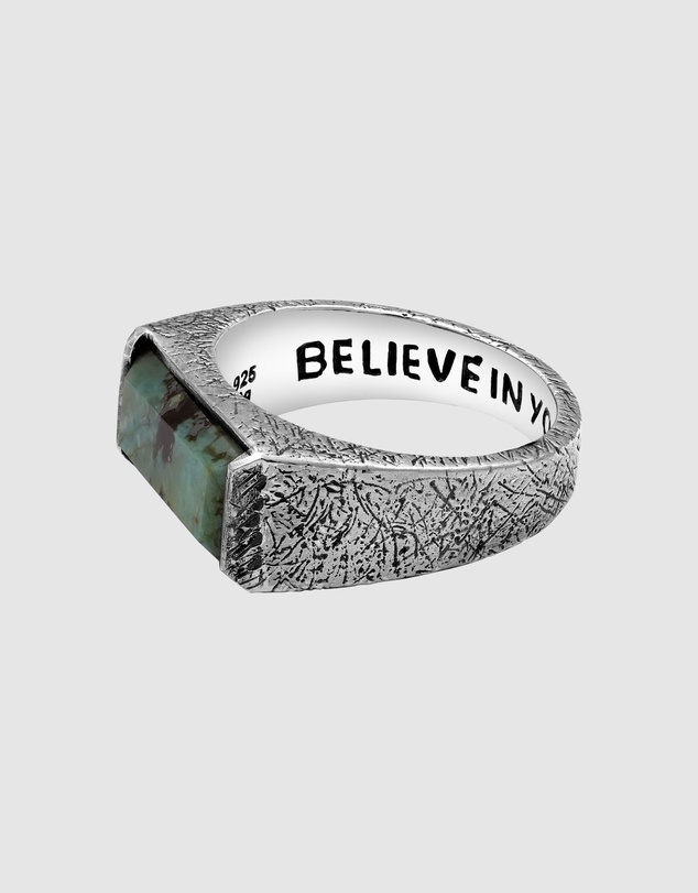 Haze & Glory - ICONIC EXCLUSIVE - Ring Signet Men Bold Bar African Turquoise 925 Sterling Silver