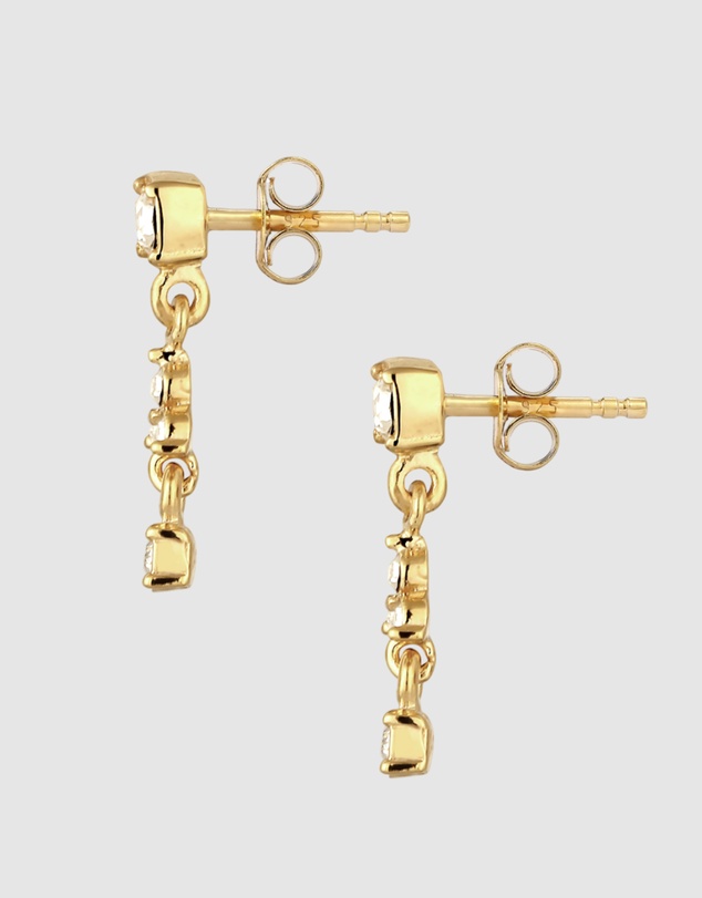 Elli Jewelry - Earrings Women Stud White Crystals 925 Sterling Silver Gold Plated