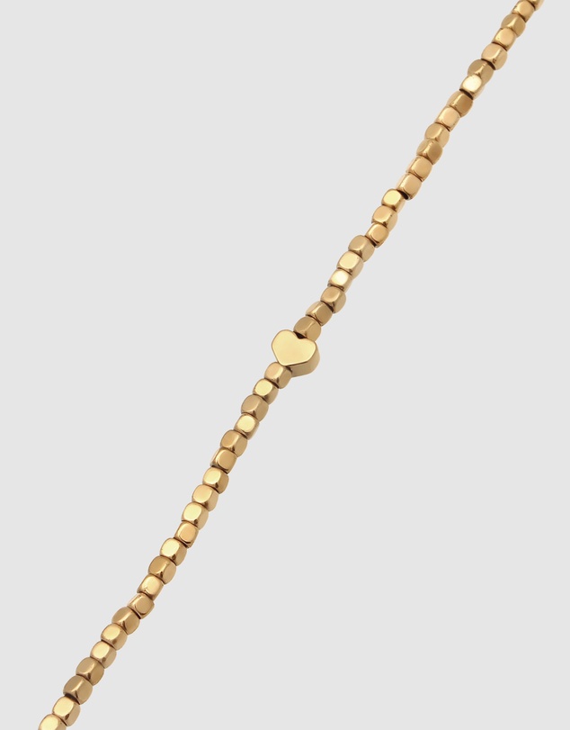 Elli Jewelry - Necklace Heart Hematite Bead 925 Sterling Silver Gold-Plated