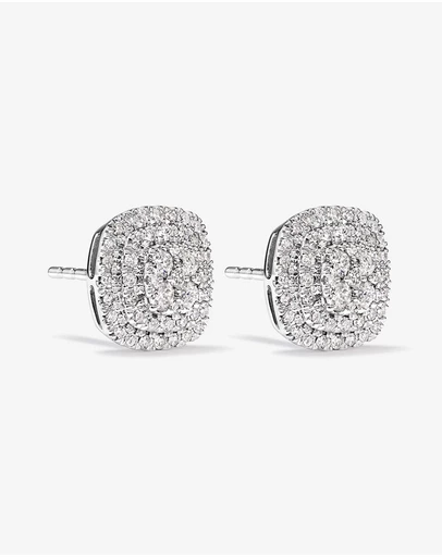 Michael Hill - 0.65 Carat TW Cushion Shaped Diamond Cluster Stud Earrings in 10kt White Gold