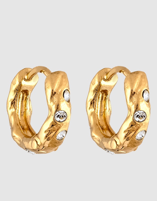 Elli Jewelry - Earrings Hoops Crystal 925 Sterling Silver Gold-Plated