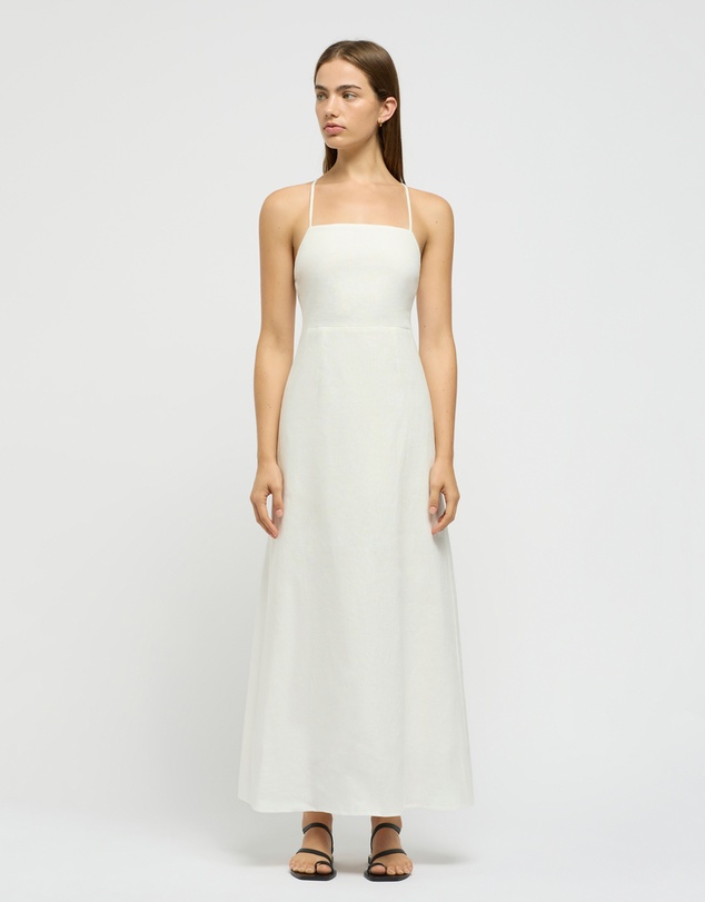 FRIEND of AUDREY - The Linen Tie Back Midi Dress