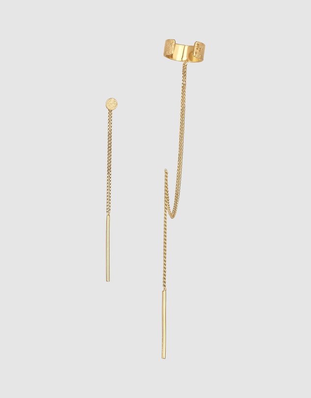 Elli Jewelry - Earrings Hanger Long Earcuffs 925 Sterling Silver Gold Plated