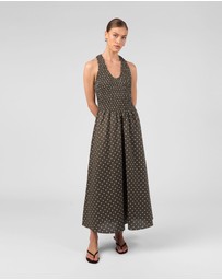 MVN - Shirring Top Polka Dot Maxi Dress