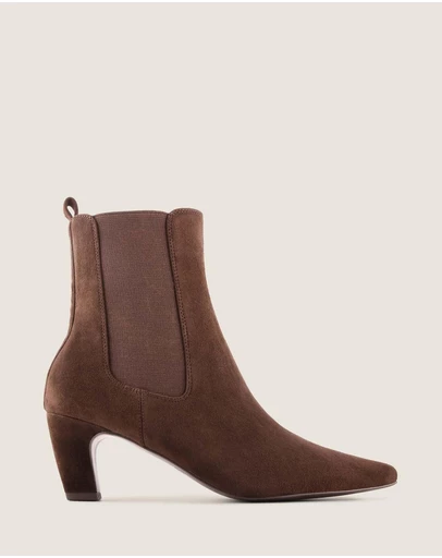 Shelly Shen - Fame Heel Ankle Boots Chocolate Suede