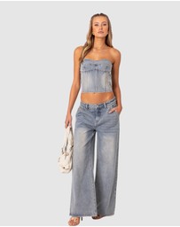 EDIKTED - Myla Washed Denim Corset