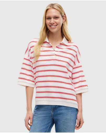 Tommy Hilfiger - Oversized Fit Stripe Polo Shirt