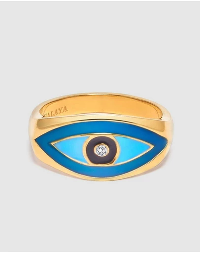 Nialaya Jewellery - Women's Large Evil Eye Ring