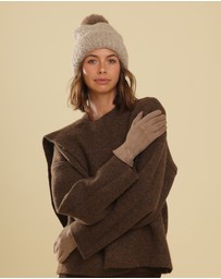 Morgan & Taylor - Amalie Faux Suede Gloves in Beige