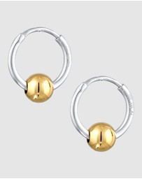 Kuzzoi - ICONIC EXCLUSIVE - Earrings Creole Male Ball 925 Sterling Silver Gold-plated Bicolor