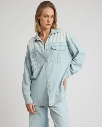 ONE TEASPOON - Daydream Oversized Denim Shirt - Sea Mist Blue