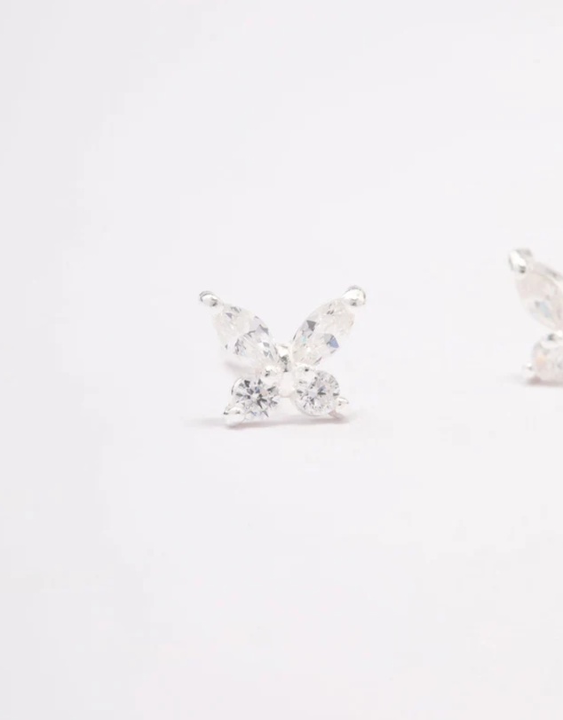 Lovisa - Sterling Silver Cubic Zirconia Butterfly Stud Earrings