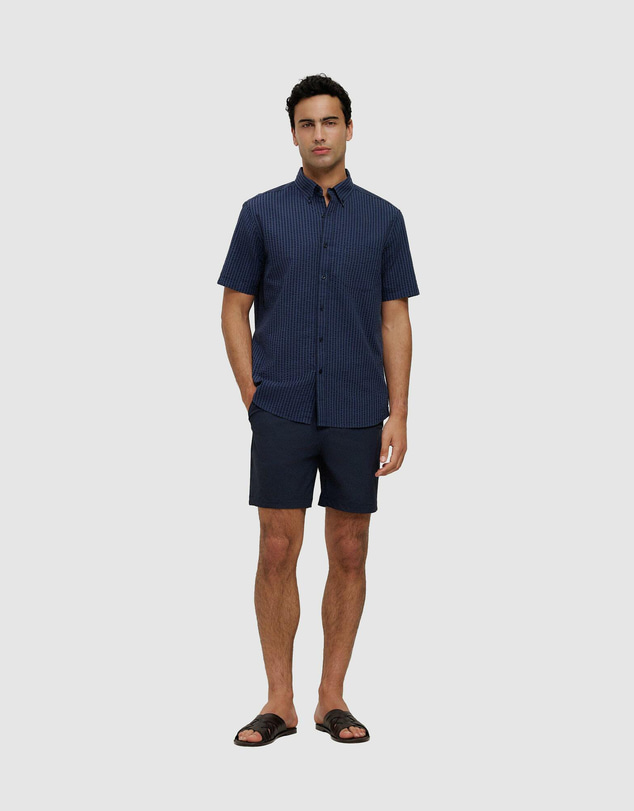 Trenery - Cotton Seersucker Short Sleeve Shirt
