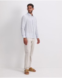 Sportscraft - Marco Long Sleeve Linen Stripe Shirt