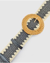 Miz Casa and Co - Black and Cream Rattan Woven Belt