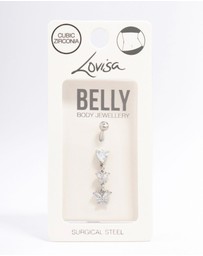 Lovisa - Surgical Steel Heart Butterfly Drop Belly Piercing