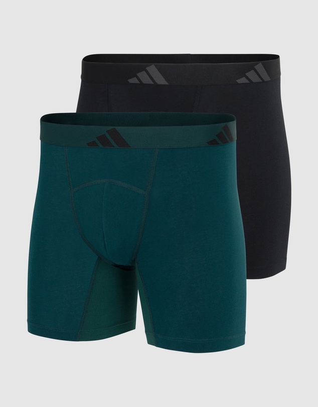 adidas Sportswear - 2 Pack Active Flex Cotton Ergonomic Boxer Brief Underwear