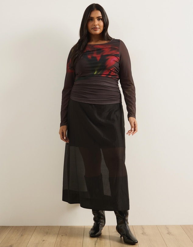 Atmos&Here Curvy - Audrey Long Sleeve Mesh Top
