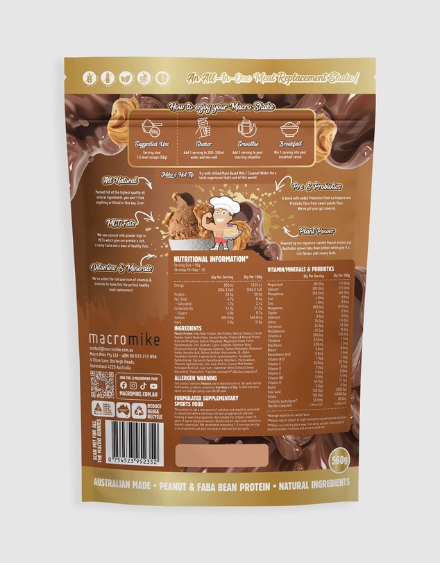 Macro Mike - The Macro Shake Meal Replacement Choc Peanut Swirl